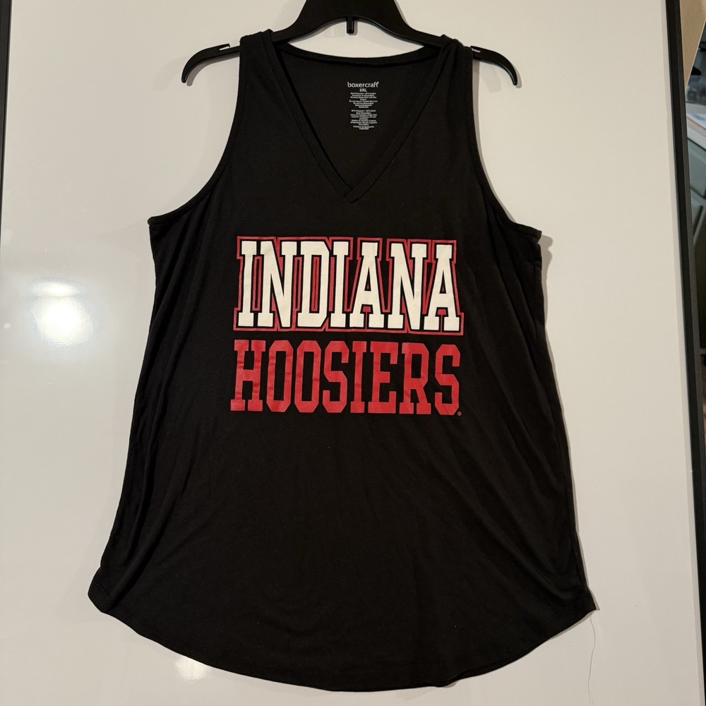 Indiana Hoosiers Tank Top Shirt Women's 2XL Black Scoop Neck Name Logo